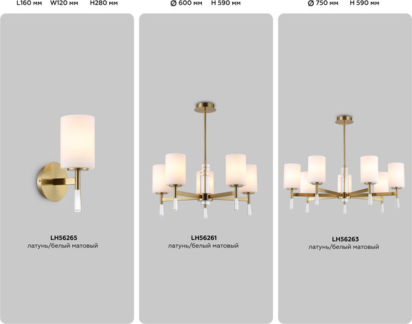 Изображение товара Люстра Ambrella LH56261/5 BS/FR (латунь/белый матовый)