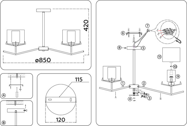 Изображение товара Люстра Ambrella LH57002/6 SN/FR (никель/белый матовый)