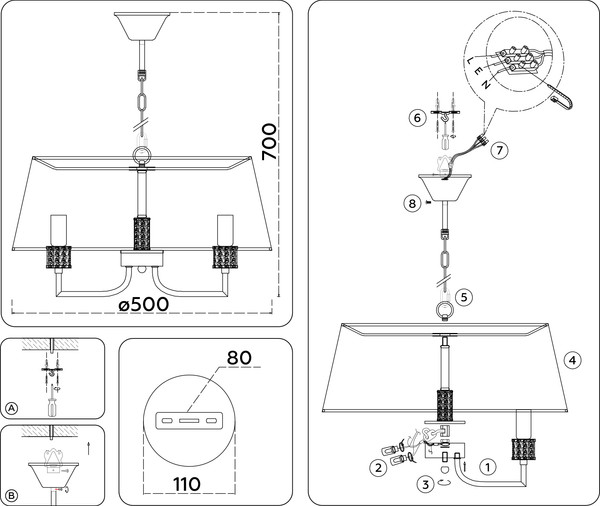 Изображение товара Люстра Ambrella LH71211/5 CGD (золото)