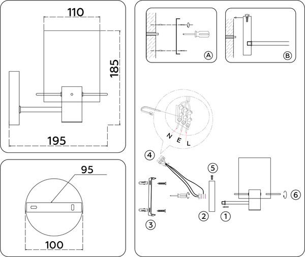 Изображение товара Бра Ambrella LH57035 BS/SM (латунь/дымчатый)