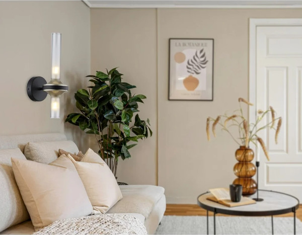 Изображение товара Бра Ambrella LH55355/2 BK/CGD/CL (черный/золото/прозрачный)