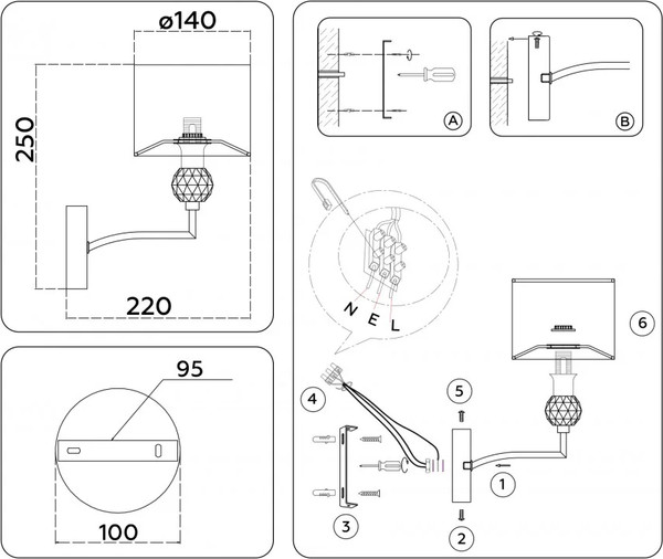Изображение товара Бра Ambrella LH71135 BS/WH (латунь/белый)