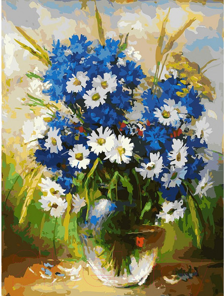 Изображение товара Картина по номерам БЕЛОСНЕЖКА Ромашки и васильки / 143-AS