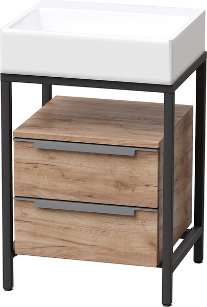 Изображение товара Тумба под умывальник Millwood Венеция 1 59x49x76.5 (дуб табачный Craft/металл черный)