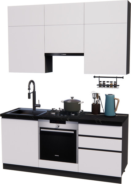 Изображение товара Кухонный гарнитур ВерсоМебель Эко-Премиум 1.8 (белый фасадный/ст.тунис)