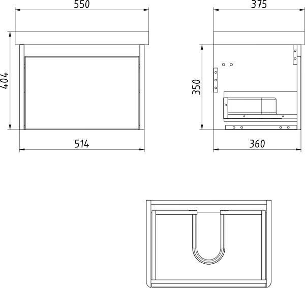 Изображение товара Тумба под умывальник Dreja Luxury 55см Подвесная 1 ящик / 99.2011 (серый базальт)