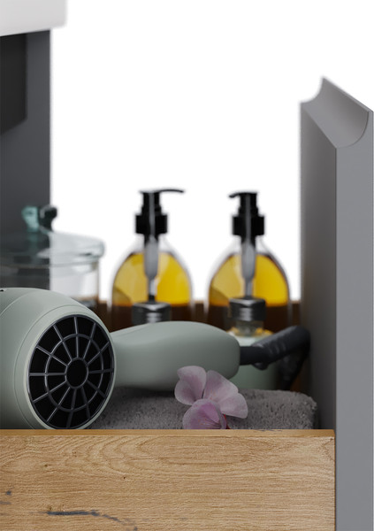 Изображение товара Тумба под умывальник Dreja Luxury 55см Подвесная 1 ящик / 99.2011 (серый базальт)