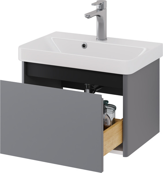 Изображение товара Тумба под умывальник Dreja Luxury 55см Подвесная 1 ящик / 99.2011 (серый базальт)