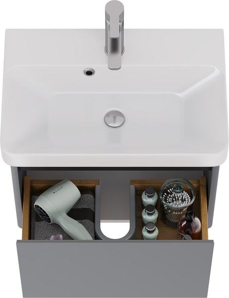 Изображение товара Тумба под умывальник Dreja Luxury 55см Подвесная 1 ящик / 99.2011 (серый базальт)