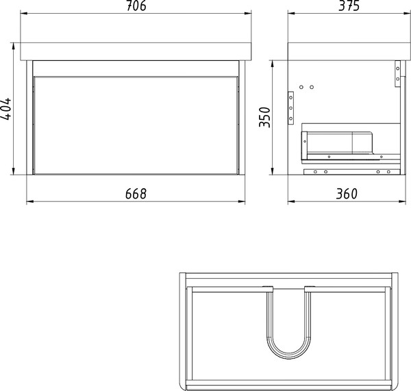 Изображение товара Тумба под умывальник Dreja Luxury 70см Подвесная 1 ящик / 99.2010 (белый матовый)
