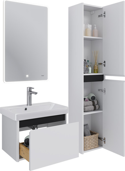 Изображение товара Тумба под умывальник Dreja Luxury 70см Подвесная 1 ящик / 99.2010 (белый матовый)