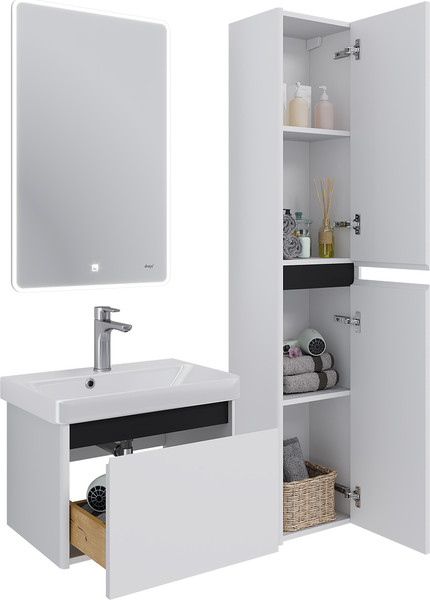 Изображение товара Шкаф-пенал для ванной Dreja Luxury 35см Универсальный / 99.2013 (белый матовый)