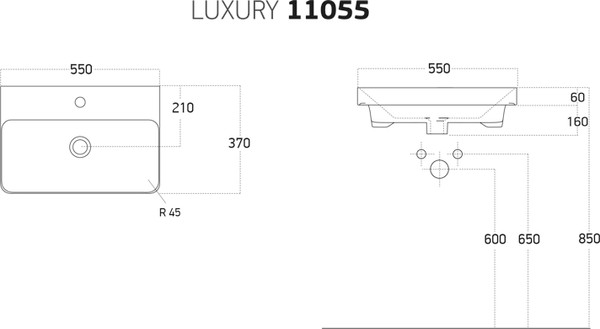 Изображение товара Умывальник Dreja Luxury 55 / 11055-KL