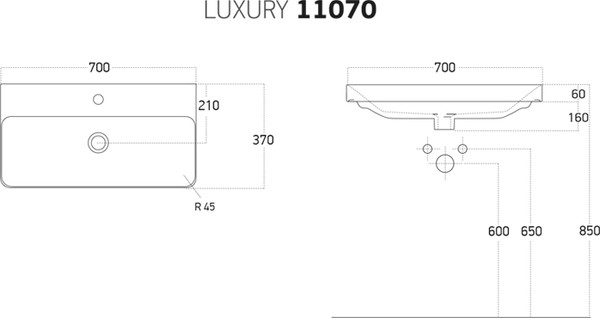 Изображение товара Умывальник Dreja Luxury 70 / 11070-KL