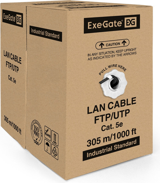 Изображение товара Кабель ExeGate FUTP4-C5e-CU-S24-OUT-PE-BK-305-FLUKE / EX256750RUS