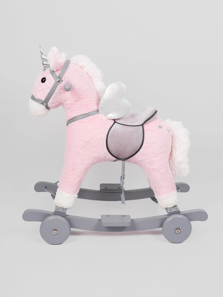 Изображение товара Качалка-каталка Amarobaby Juno Единорог / AMARO-28JU-RoSe (розовый/серый)