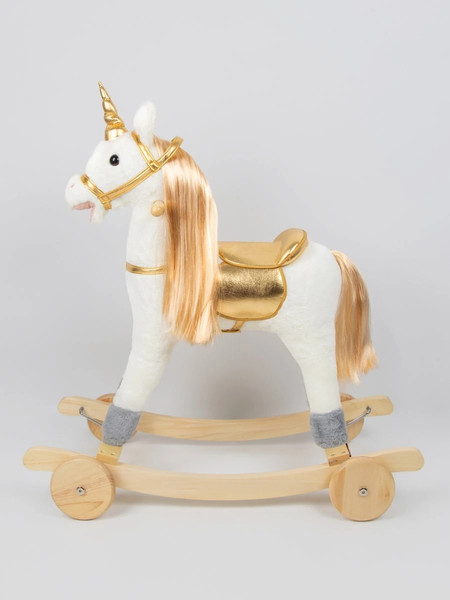 Изображение товара Качалка-каталка Amarobaby Unicorn Единорог / AMARO-28UNI-BeZo (белый/золотистый)