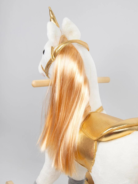 Изображение товара Качалка-каталка Amarobaby Unicorn Единорог / AMARO-28UNI-BeZo (белый/золотистый)