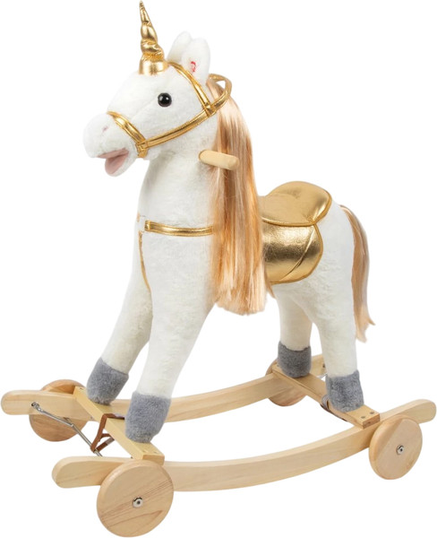 Изображение товара Качалка-каталка Amarobaby Unicorn Единорог / AMARO-28UNI-BeZo (белый/золотистый)