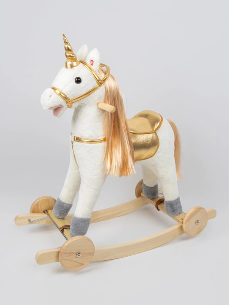 Изображение товара Качалка-каталка Amarobaby Unicorn Единорог / AMARO-28UNI-BeZo (белый/золотистый)
