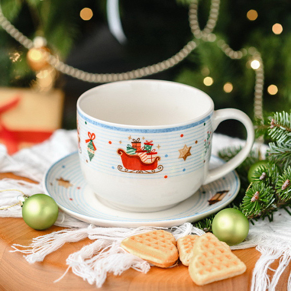 Изображение товара Чашка с блюдцем Andrea Fontebasso New Milk & Coffee Christmas Time. Санки / NL6856EM250