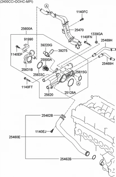 Изображение товара Корпус термостата автомобильного Hyundai/KIA 256202G400