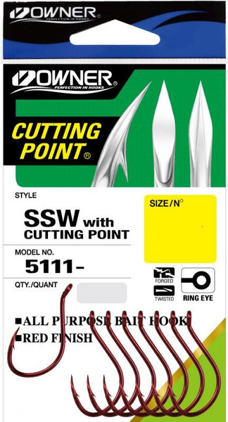 Изображение товара Набор крючков рыболовных Owner Cut SSW Red №8 / 5111-033 (12шт)