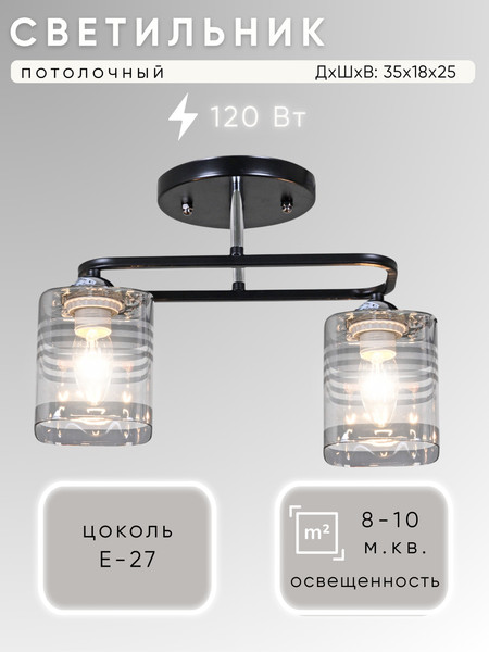 Изображение товара Потолочный светильник Aitin-Pro НПБ 02-2x60-101 / 70209/2 (черный/хром)
