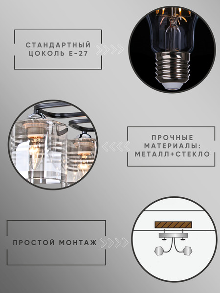 Изображение товара Люстра Aitin-Pro НПБ 02-6x60-101 / 70209/6 (черный/хром)