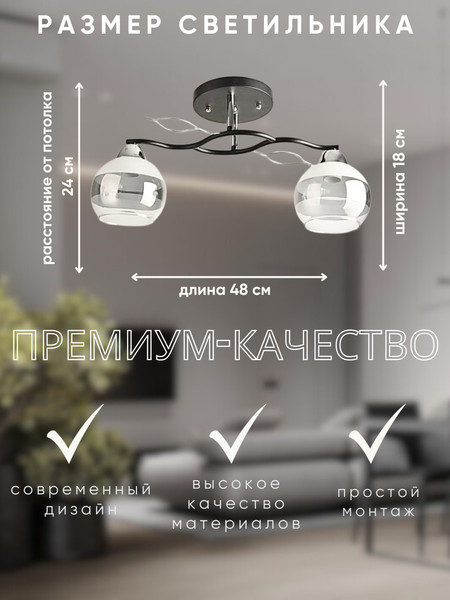 Изображение товара Потолочный светильник Aitin-Pro НПБ 02-2x60-101 / 8293/2 (черный/хром)