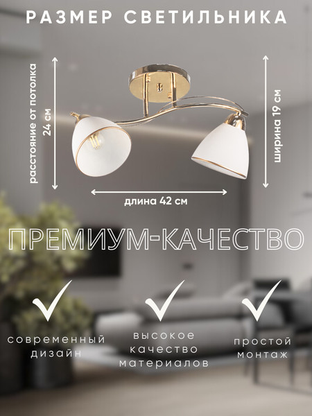 Изображение товара Потолочный светильник Aitin-Pro НПБ 02-2x60-101 / 8206/2 (золото)