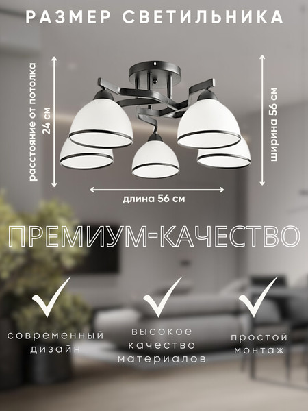 Изображение товара Люстра Aitin-Pro НПБ 02-5x60-101 / 8205/5 (черный)