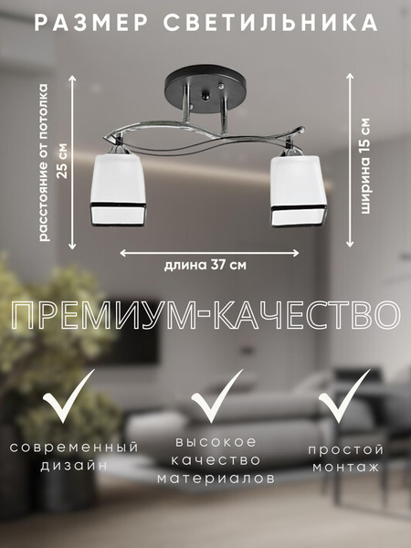 Изображение товара Потолочный светильник Aitin-Pro НПБ 02-2x60-101 / 7542/2 (черный/хром)
