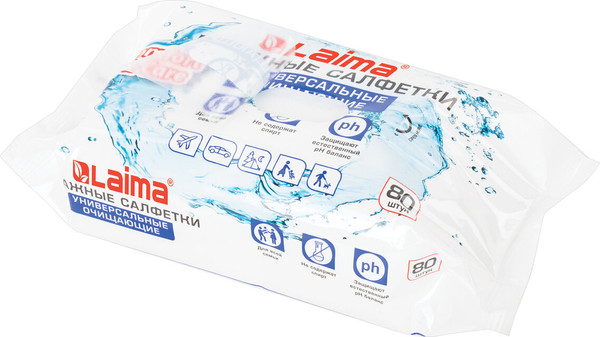 Изображение товара Влажные салфетки Laima Универсальные / 128080 (80шт)