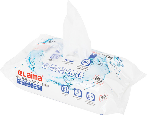 Изображение товара Влажные салфетки Laima Универсальные / 128080 (80шт)