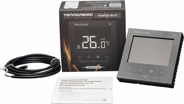 Изображение товара Терморегулятор для теплого пола Теплолюкс Pontus wi-fi Spase (черный)
