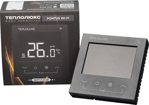 Изображение товара Терморегулятор для теплого пола Теплолюкс Pontus wi-fi Spase (черный)