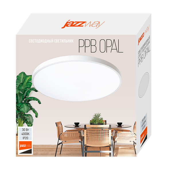Изображение товара Потолочный светильник JAZZway PPB OPAL 30W 4000K WH IP20 / 5060814