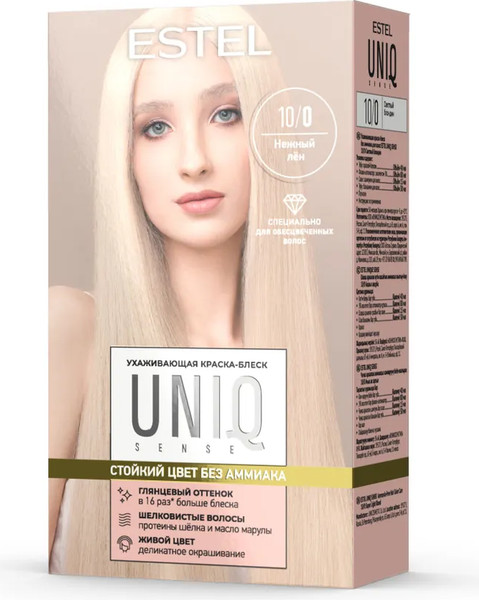 Изображение товара Крем-краска для волос Estel Uniq Sense 10/0 (165мл, светлый блондин)