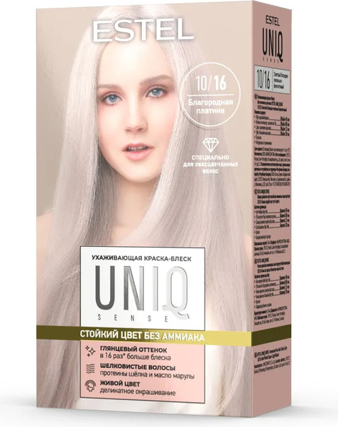 Изображение товара Крем-краска для волос Estel Uniq Sense 10/16 (165мл, светлый блондин)