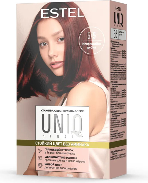 Изображение товара Крем-краска для волос Estel Uniq Sense 5/5 (165мл, светлый шатен красный)