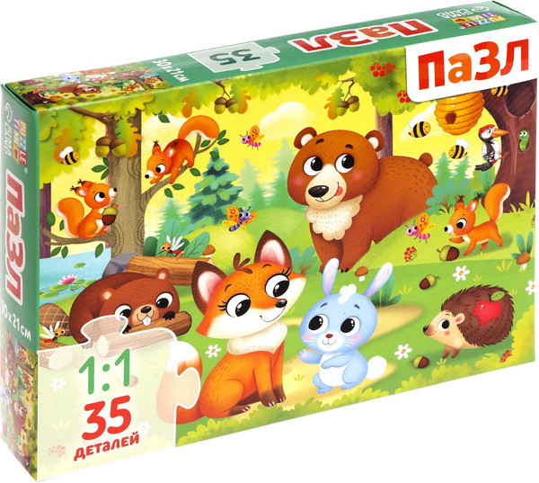 Изображение товара Пазл Puzzle Time Зверята в лесу / 9178204 (35эл)