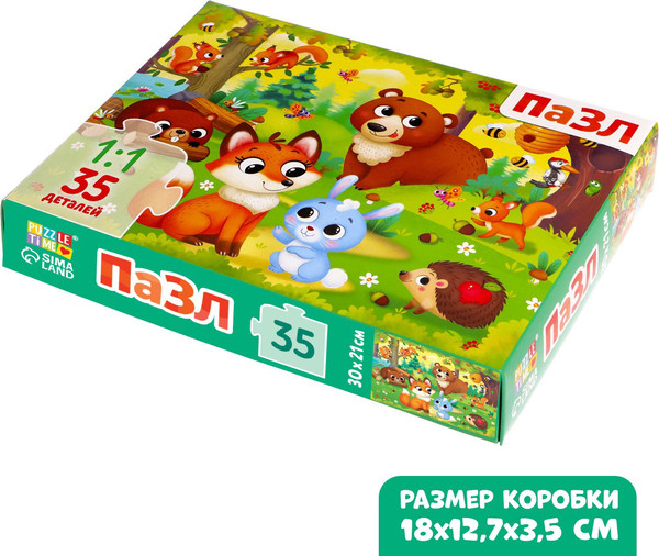 Изображение товара Пазл Puzzle Time Зверята в лесу / 9178204 (35эл)