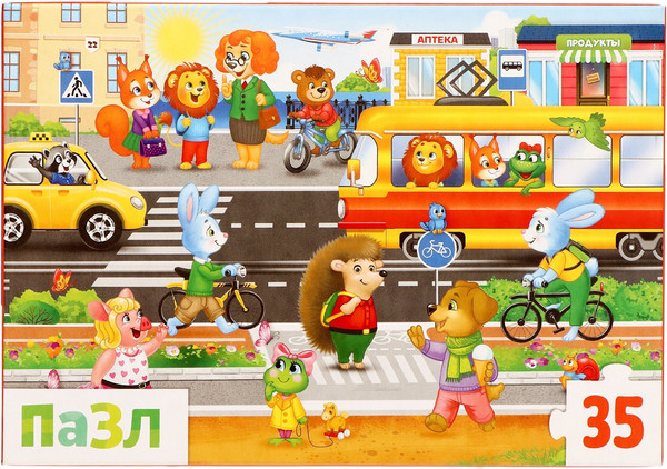Изображение товара Пазл Puzzle Time Город зверят / 6880919 (35эл)