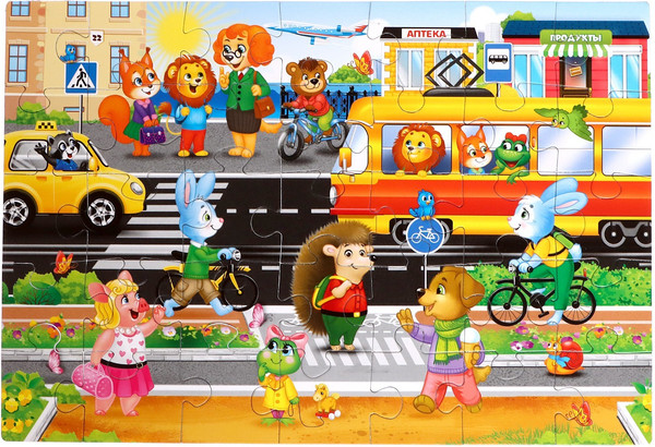 Изображение товара Пазл Puzzle Time Город зверят / 6880919 (35эл)