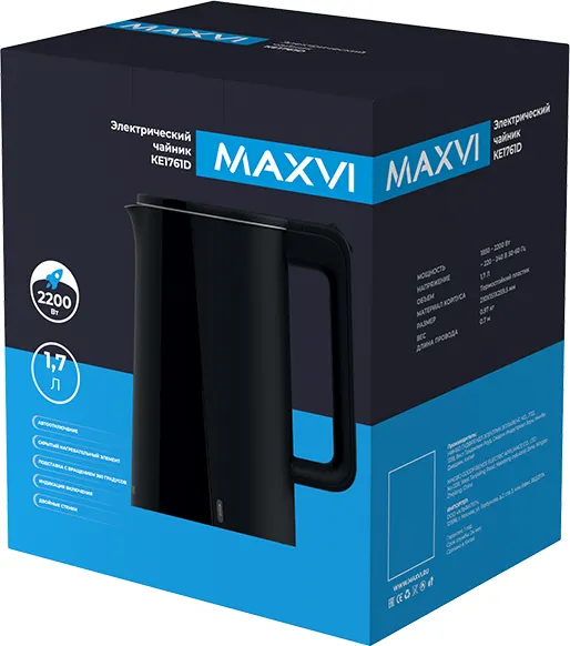 Изображение товара Электрочайник Maxvi KE1761D (черный)
