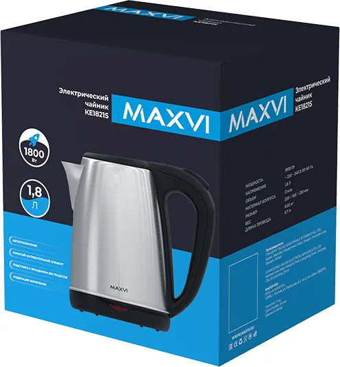 Изображение товара Электрочайник Maxvi KE1821S (серебристый/черный)