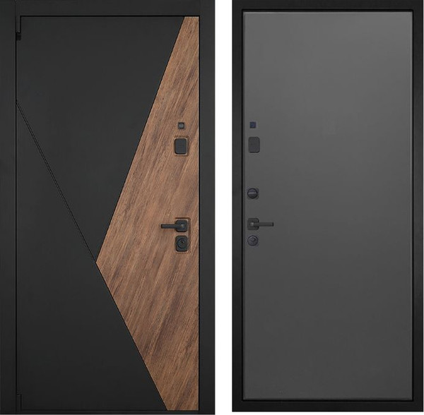 Изображение товара Входная дверь ГРАНИТ Геометрия 77 графит нубук (96x207, левая)