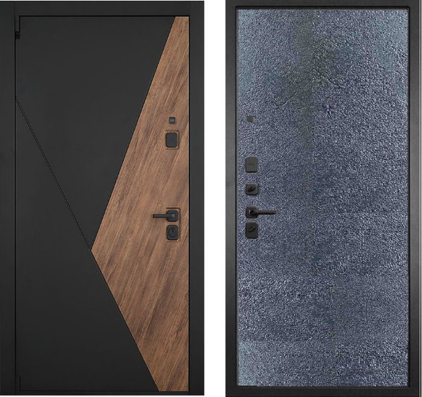 Изображение товара Входная дверь ГРАНИТ Геометрия 77-1 бетон темный (86x205, левая)
