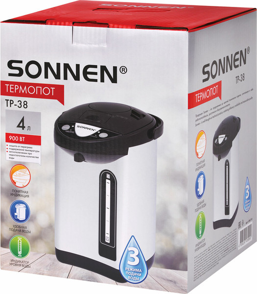 Изображение товара Термопот Sonnen TP-38 / 456710 (черный/серебряный)